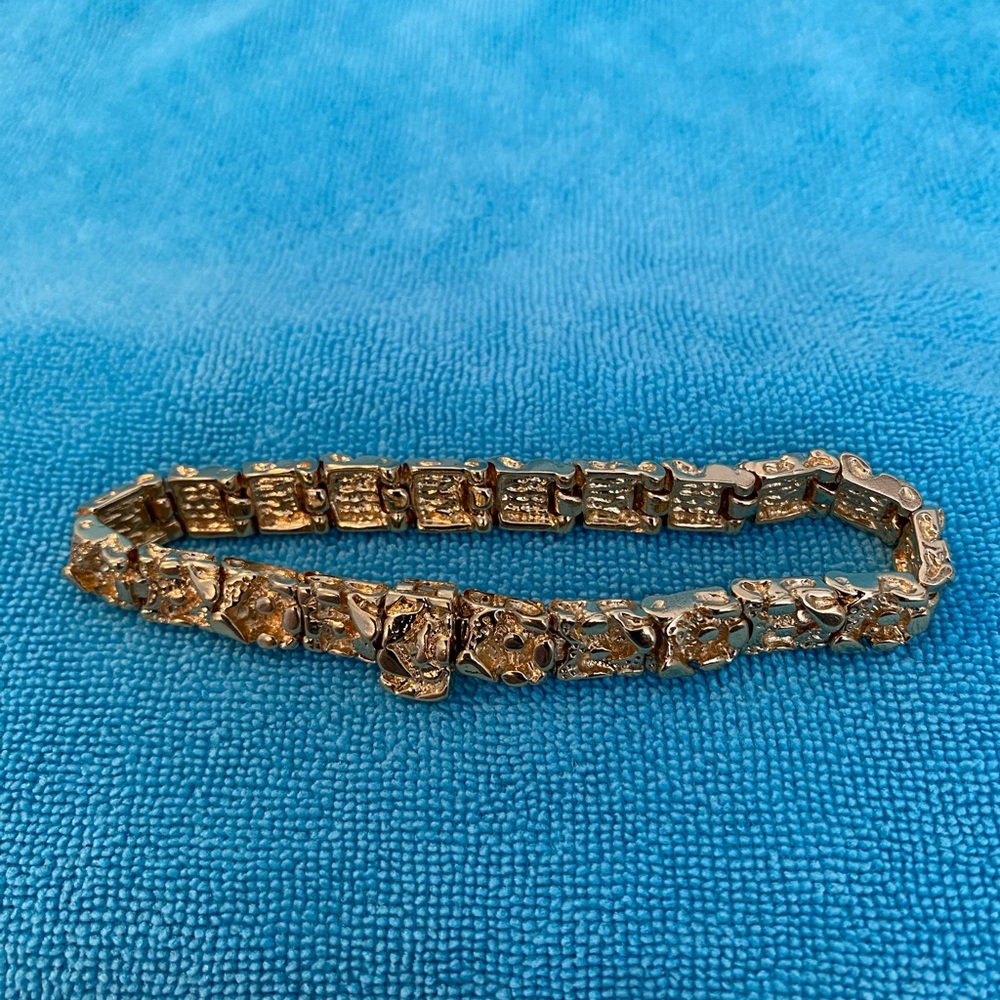 Gold over sterling silver nugget bracelet